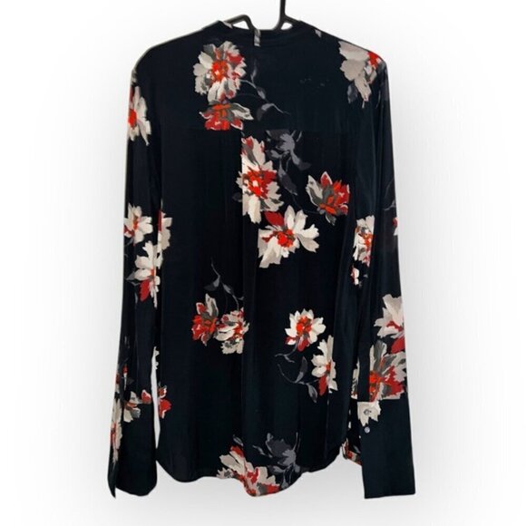 Joie Deon Silk Floral Print Long Sleeve boho Blouse Top Black red white flowy XS - Picture 3 of 5